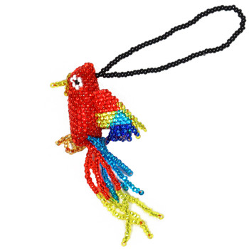 Parrot Red Ornament Guatemala Glass Beads Holiday Tree decor Parrot Red Ornament Guatemala Glass Beads Holiday Tree decor