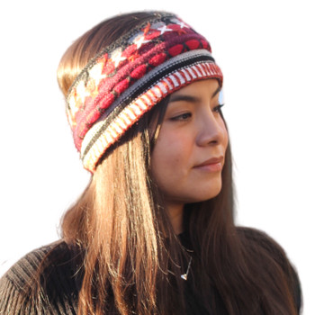 Women's Classic 100% Fine Alpaca Head Band Cross Stitched Women's Classic 100% Fine Alpaca Head Band Cross Stitched