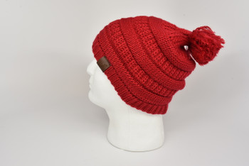 Keystone Fashion Alpaca Beanie Solid Color Bands Hand Made with Pom Pom