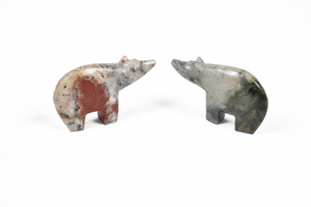 Carved Stone Spirit Bear Fetish Figurine Ornament Southwestern Alabaster Rock Folk Art