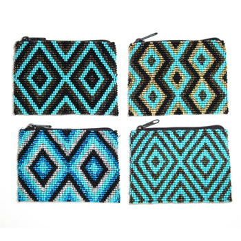 Handcrafted Guatemala Beaded Lined Coin Bag Purse Southwestern Geometric Handcrafted Guatemala Beaded Lined Coin Bag Purse Southwestern Geometric
