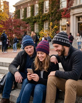 Beanie with Pleated Designs in 100% Alpaca Wool Two Tones reversible