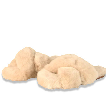 Babushka Slippers in Light Shades Baby Alpaca Criscross Size M