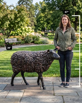 Life Size Sheep Sculpture Handcrafted Aluminum Cast Bronze