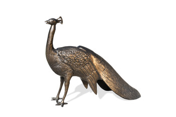 Peacock Bronze Color Garden Sculpture String Finish Outdoor Accent