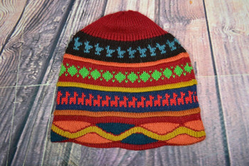 Waves anf Stripes Alpaca Hand Knitted 100% Wool Bobble Hat Ethical Clothing Waves anf Stripes Alpaca Hand Knitted 100% Wool Bobble Hat Ethical Clothing