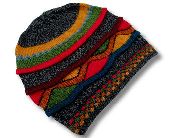 Waves and Stripes Beanie Knit in 100% Alpaca Super Soft