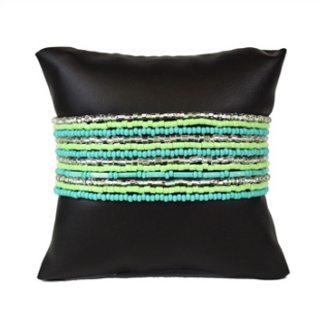 Turquoise and Lime Twelve Strands with Cuts Bracelet Magnetic Clasp Beaded Turquoise and Lime Twelve Strands with Cuts Bracelet Magnetic Clasp Beaded