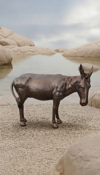 Jackass Burro Donkey Life Size Standing Statue Bronze Color Recycled Aluminum Art