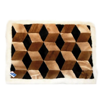Alpaca Fur Rug Chestnut Cubes Rectangular 22" x 32" - Design 05 Alpaca Fur Rug Chestnut Cubes Rectangular 22" x 32" - Design 05