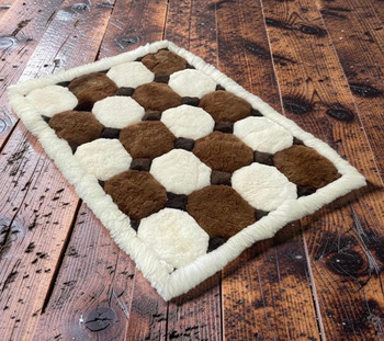 Alpaca Fur Rug Checkered Pattern Rectangular 36" x 48" - Design 28
