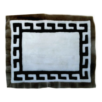 Alpaca Fur Area Rug Brown Edges Greek Key 48" x 64" - Design 09 Alpaca Fur Area Rug Brown Edges Greek Key 48" x 64" - Design 09