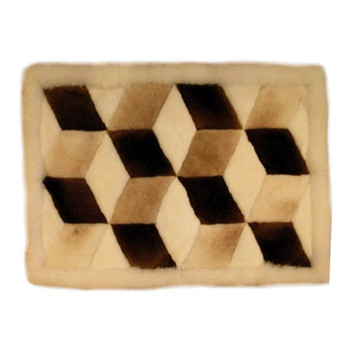 Alpaca Fur Rug Cubes Earth Tones Rectangular 48"x64" - Design 10 Alpaca Fur Rug Cubes Earth Tones Rectangular 48"x64" - Design 10