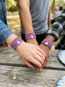 Friendship Bracelets USA Flag Red Blue and White Wide Pack of 50 Bag