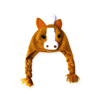 Horse Hat with Ear Flaps Hand Made Peru Alpaca Knit Adults Horse Hat with Ear Flaps Hand Made Peru Alpaca Knit Adults