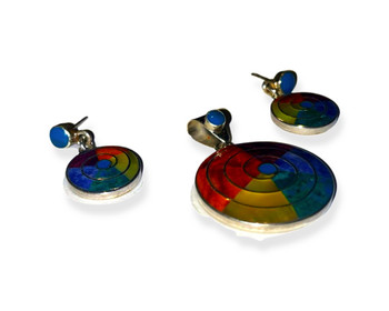 Spirals in semiprecious Stones Earring and Pendant Set in Sterling (950) Spirals in semiprecious Stones Earring and Pendant Set in Sterling (950)