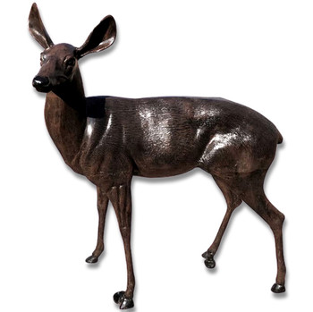 Heirloom Quality Garden Statues Indoor Outdoor Doe Deer Antique Bronze color