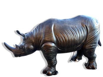 Rhinoceros Statue Garden Accent Decor Cast Recycled Aluminum