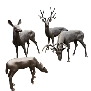 Standing and Grazing Doe and Buck Family Part of 4 Piece Set
