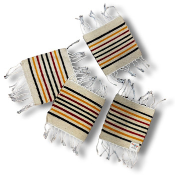 Classic Coasters Handloomed in 100% Wool Striped Multicolored Patterns