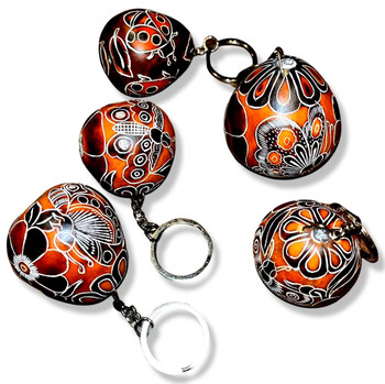 Hand Carved Gourd Keychain Purse Embellishment Nature Desigs Hand Carved Gourd Keychain Purse Embellishment Nature Desigs