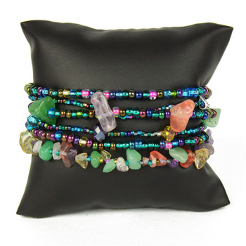 Blue and multicolor six strand bracelet double magnetic clasp Blue and multicolor six strand bracelet double magnetic clasp