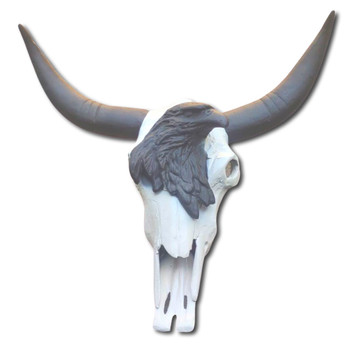 Steer Bull Skull with Bronze Eagle Hand Painted Wall Garden Decor Steer Bull Skull with Bronze Eagle Hand Painted Wall Garden Decor
