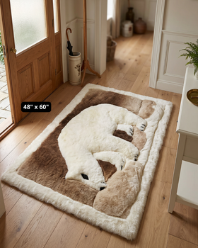 Alpaca Fur Rug Walking Bear Design Mat 48" x 64" - Design 20