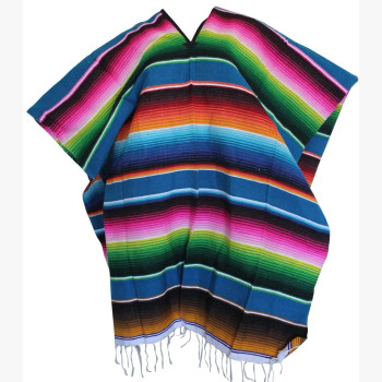 Poncho Sarape Multicolored Striped Adult 40" x 50" One Size Poncho Sarape Multicolored Striped Adult 40" x 50" One Size