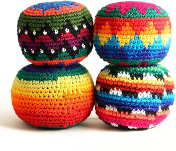 One Hacky Sack Assorted Random 2.75" Soccer Kick Ball Bright Handmade Guatemala