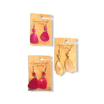 Amazon Tagua Single Slice Earrings Hand Made Peru Amazon Tagua Single Slice Earrings Hand Made Peru