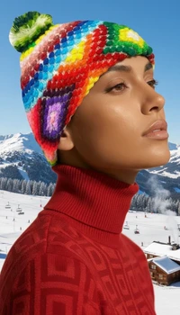 Peruvian Dots Beanie Alpaca Heavy Knit Bright Shades Adult Winter Hat