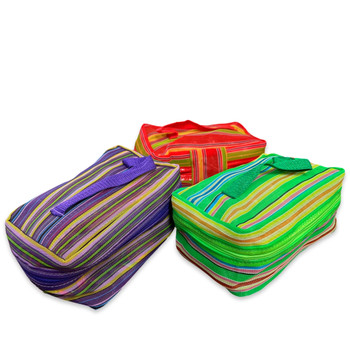 Mexican Mesh Patchwork Travel Kit Cosmetics Case Make Up Bag Zippered