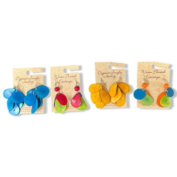 Amazon Tagua Multi-Colored Slice  Earrings Hand Made Peru