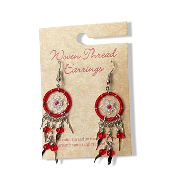 Silver plated earrings with dreamcatcher beads Silver plated earrings with dreamcatcher beads