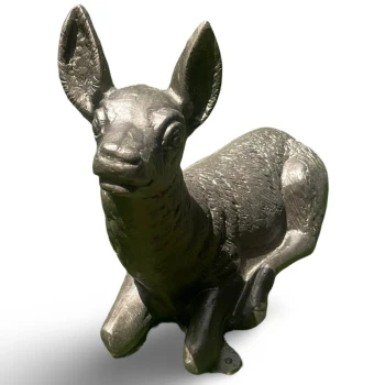 Laying Baby Deer Fawn Outdoor Statue Bronze Finish Recycled Aluminum