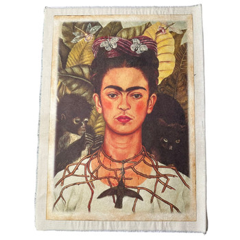 Self Portrait Frida on Amate Bark paper Hand Printed 12 x 16 Self Portrait Frida on Amate Bark paper Hand Printed 12 x 16