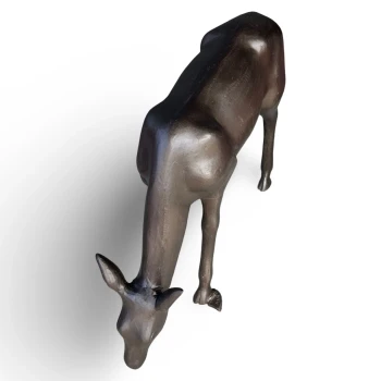 Feeding Fawn Baby Deer Outdoor Sculpture Bronze Finish