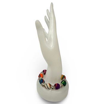 Manta Beaded Bracelet with Silver Beads One Size Expandable