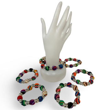 Manta Spheres Bracelet with Silver Beads