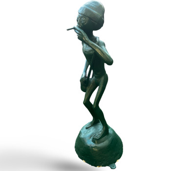 Space Alien Standing Smoking Green Sculpture Space Alien Standing Smoking Green Sculpture