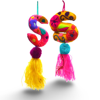 S Alphabet Wool Felt Embroidered Letters with Tassels S Alphabet Wool Felt Embroidered Letters with Tassels