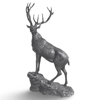 Elk on Rock Turning Right Aluminum Cast Bronze Finish Sculpture 10 Feet Tall