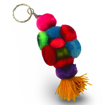Cluster PomPom Keychain Multicolor Handcrafted Keyring