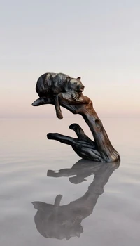 Resting Bear Sculpture a Museum Quality Finished Piece