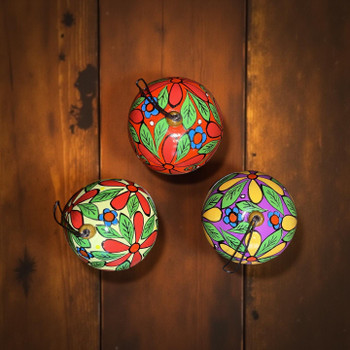 Gourd Ornaments Decorated with Flowers Artisan Made
