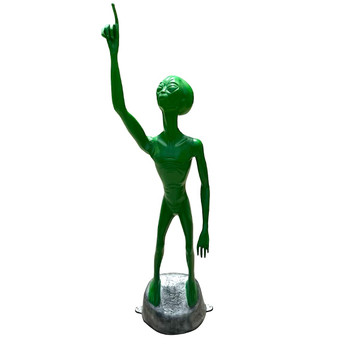 Alien Statue Pointing at the Sky  Green Man Recycled Aluminum