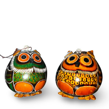 Gourd Owl Ornament Carved and Burned Designs Artisan Made Gourd Owl Ornament Carved and Burned Designs Artisan Made
