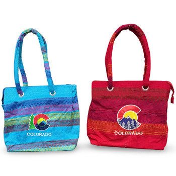 Cotton Tote Bags from Mexico with Colorado Flag Embroidery