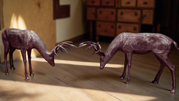 Two Fighting Deer Bronze Sculpture Aluminum Cast Artisan Made